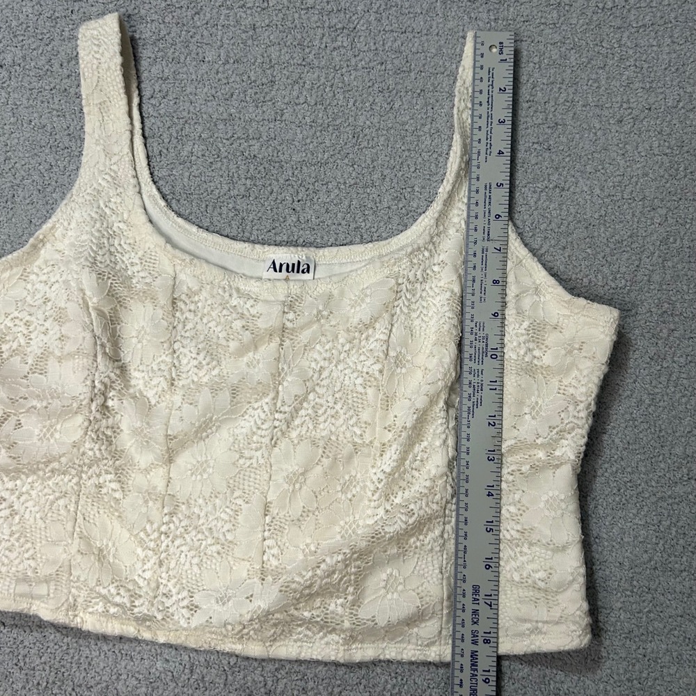 Arula Crop Top Floral Lace Corset 1X Ivory Cream Coquette Romantic Cottagecore - Picture 2 of 6
